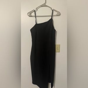 Black Midi One Shoulder Cross Dress